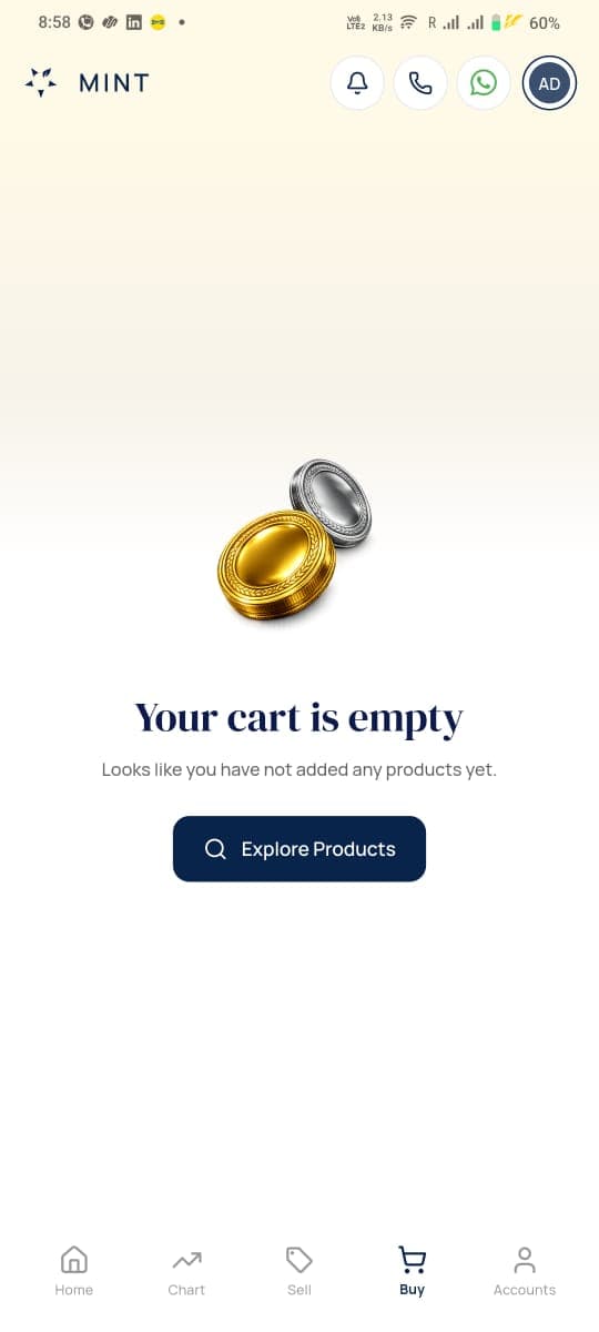 Buy and sell gold in the Mint Wealth app UAE